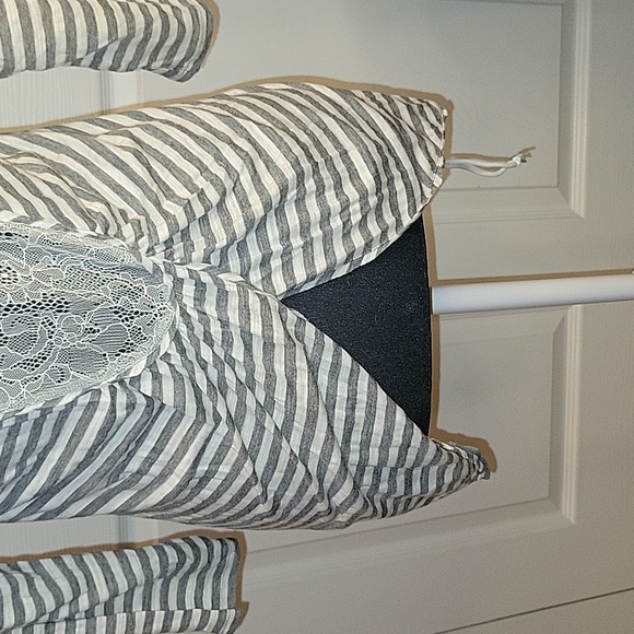 Bcbg Striped Grey White Lace Back Top - Picture 8 of 12